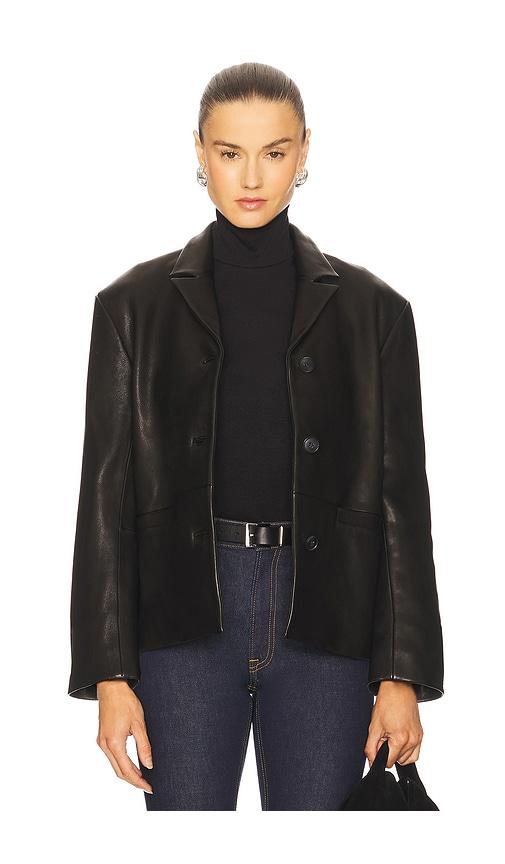 grlfrnd marlo leather blazer in black. - size s (also in xs, xxs)