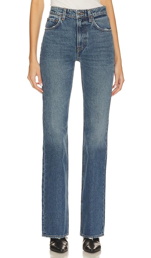grlfrnd melanie petite high rise boot cut jeans in denim-medium. - size 26 (also in 31)