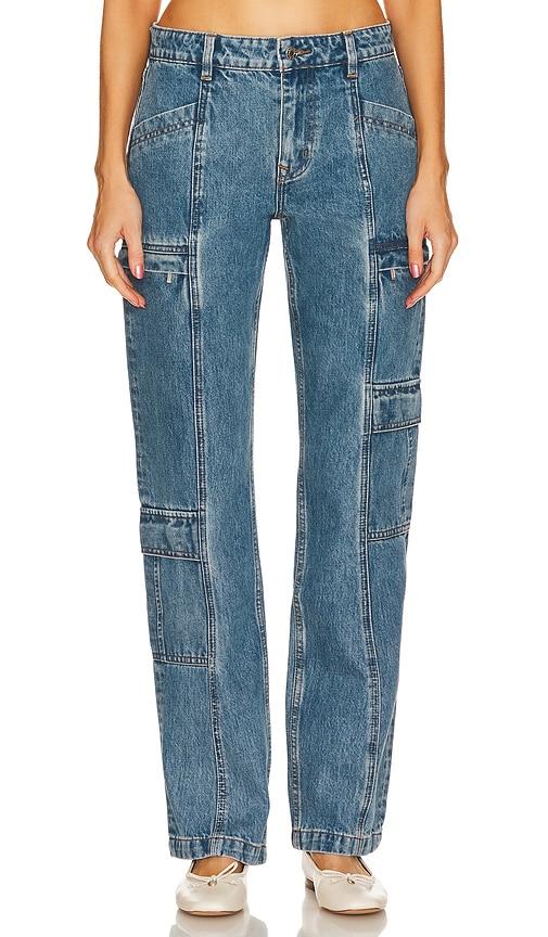 grlfrnd naomi low rise slim cargo jeans in denim-medium. - size 24 (also in 27)