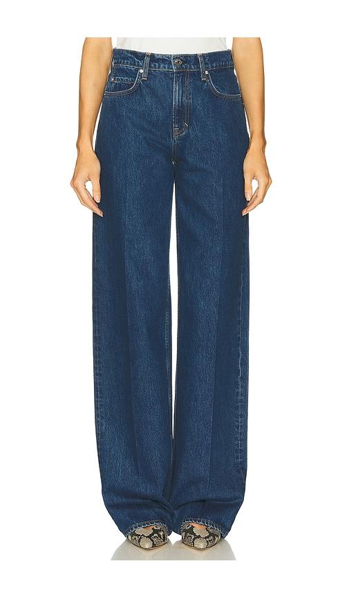 grlfrnd rey mid rise trouser in blue. - size 25 (also in 26, 27, 28)