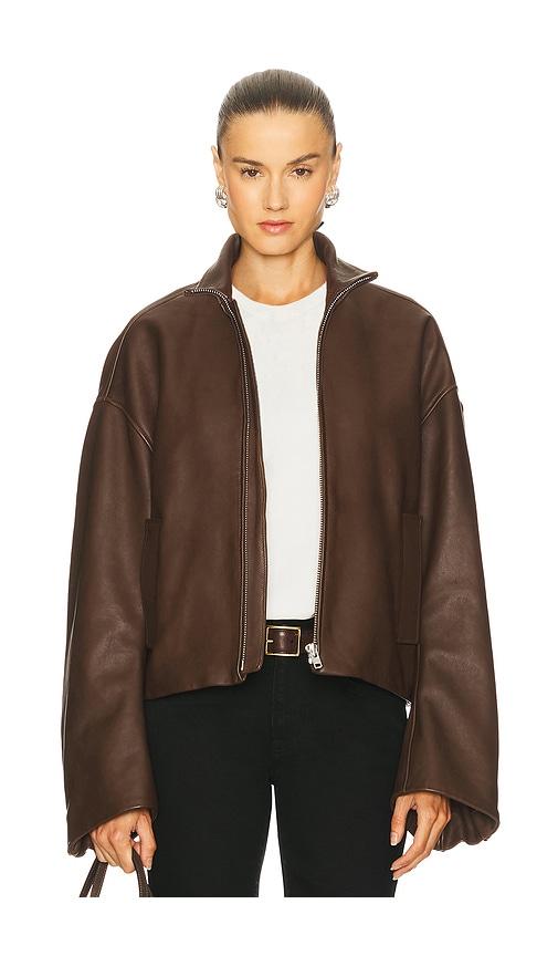 grlfrnd romy leather jacket in chocolate. - size l (also in m, xl)