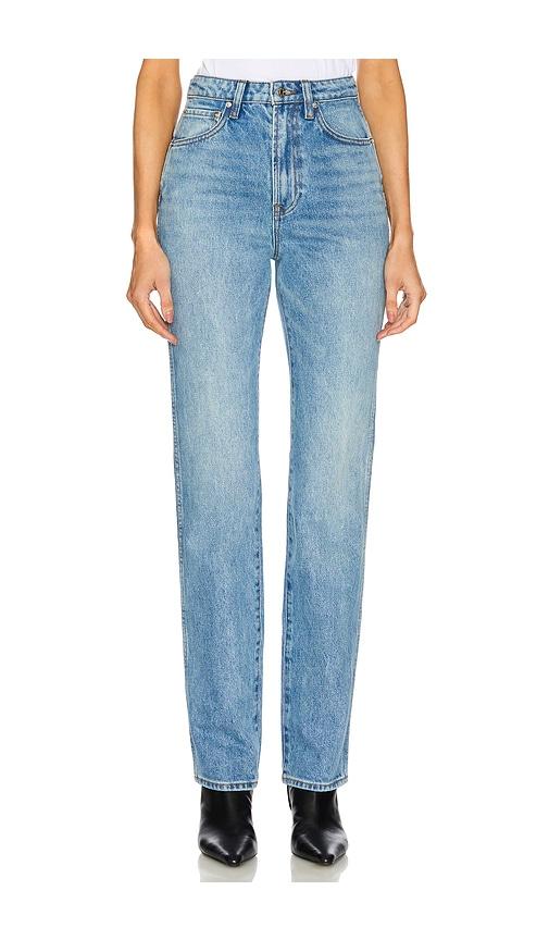 grlfrnd sara super high rise slim straight jeans in denim-medium. - size 23 (also in 26, 24, 25, 27, 28, 30)