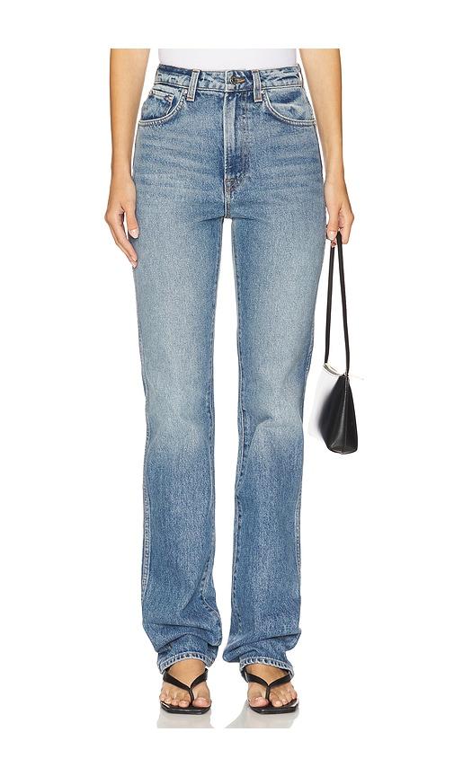 grlfrnd sara super high rise straight full length in blue. - size 23 (also in 24)