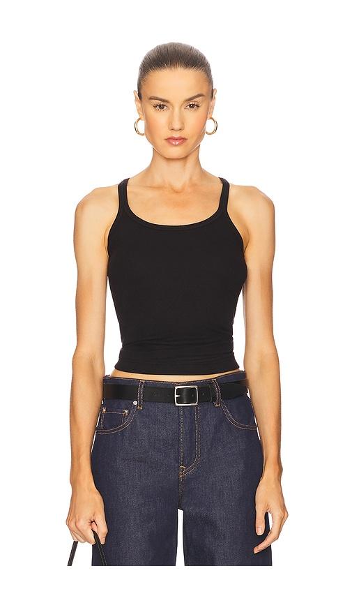 grlfrnd slim racer tank in black. - size l (also in xxs, xs, s, m, xl)