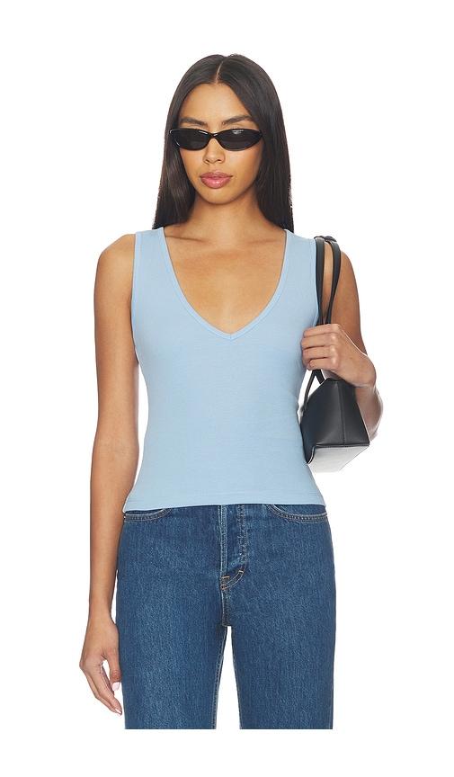grlfrnd v-neck muscle tank in baby blue. - size l (also in xs, s, m, xl)