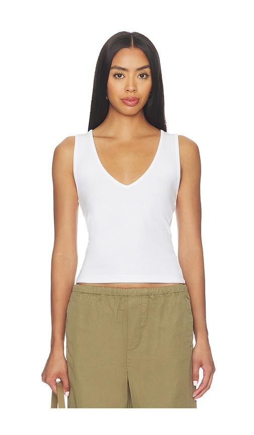 grlfrnd v-neck muscle tank in white. - size l (also in m, s, xl)