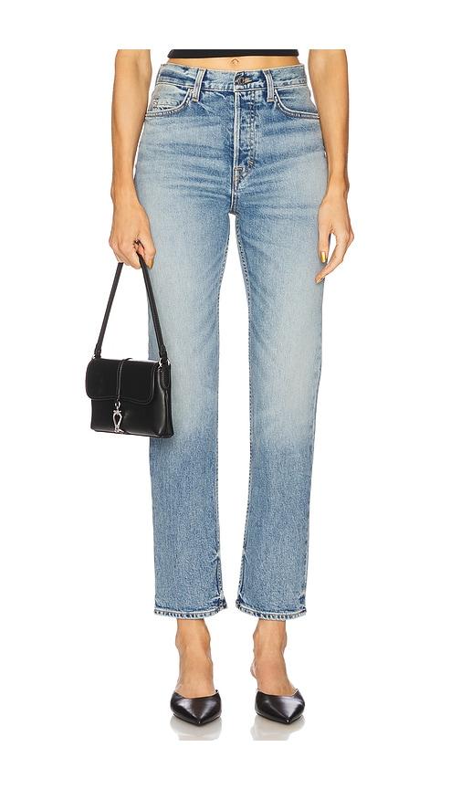 grlfrnd walker mid rise crop in blue. - size 24 (also in 25, 26, 28, 29, 31, 32)