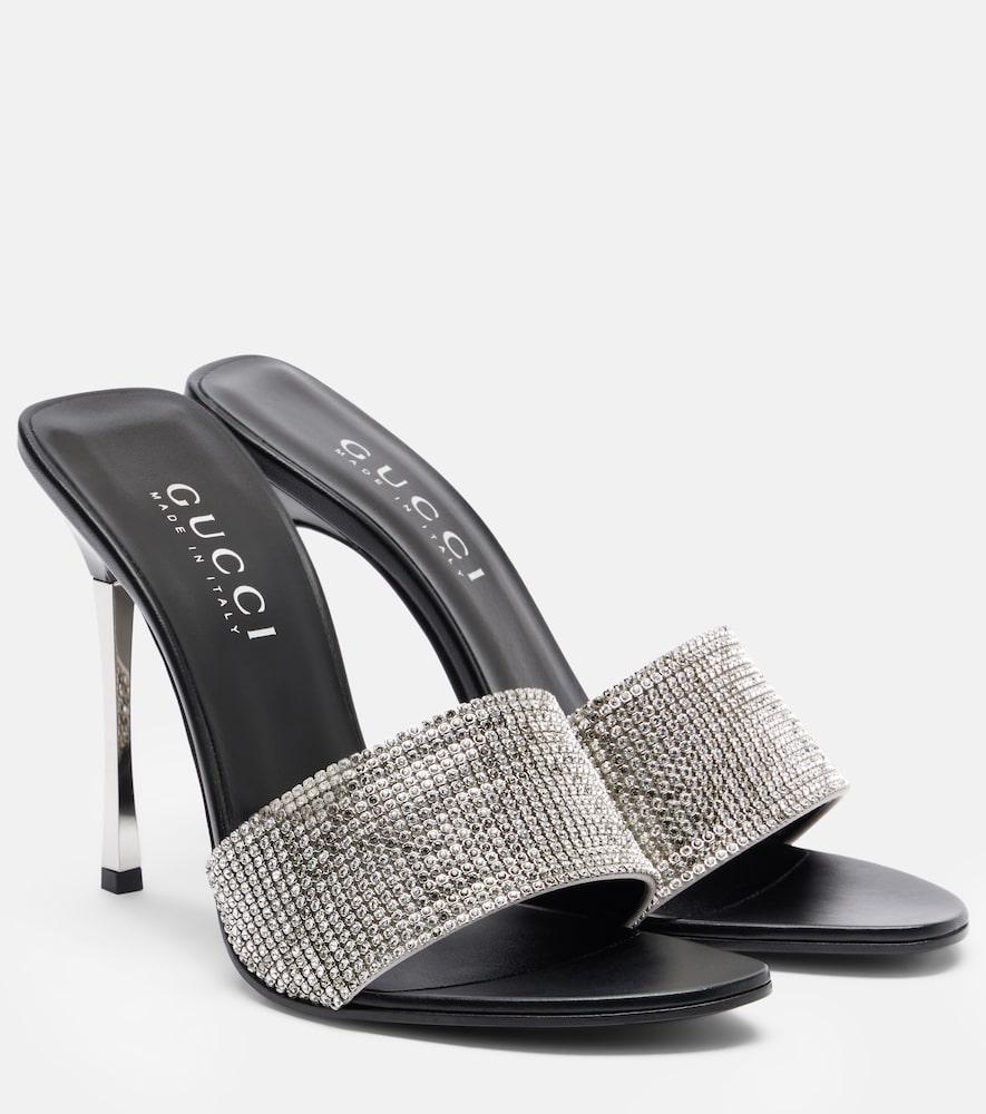 gucci bombshell 120 embellished satin mules