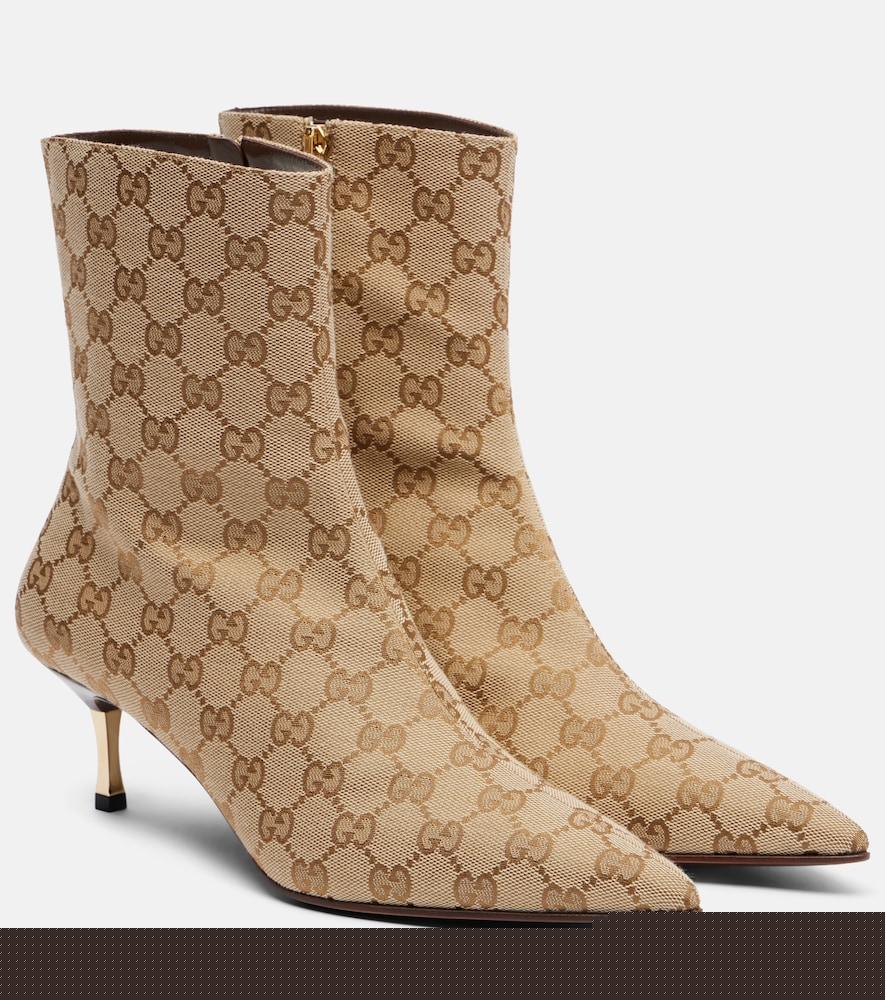 gucci bombshell 55 gg canvas ankle boots