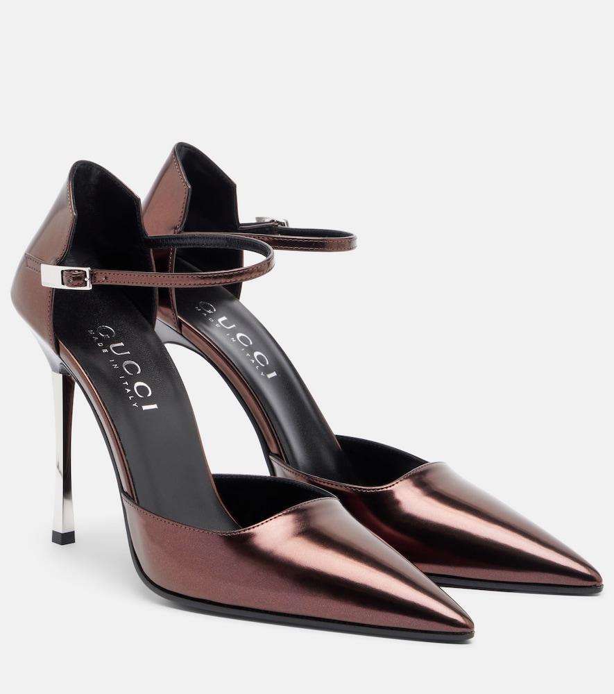 gucci bombshell metallic leather pumps