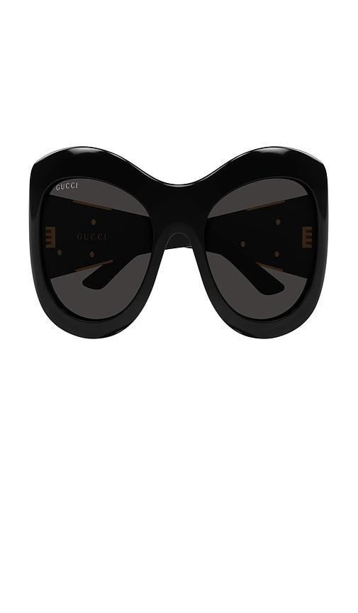 gucci butterfly sunglasses in black.