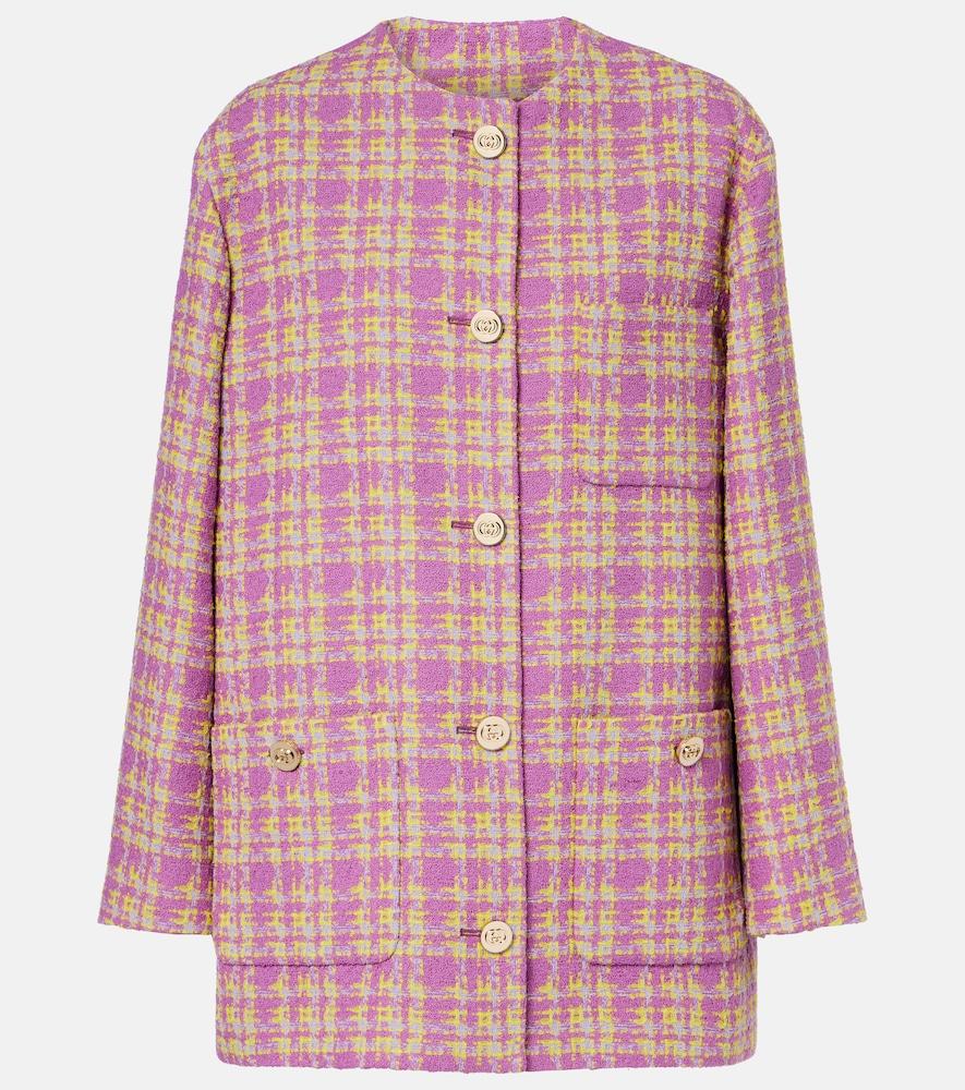 gucci checked cotton-blend tweed jacket