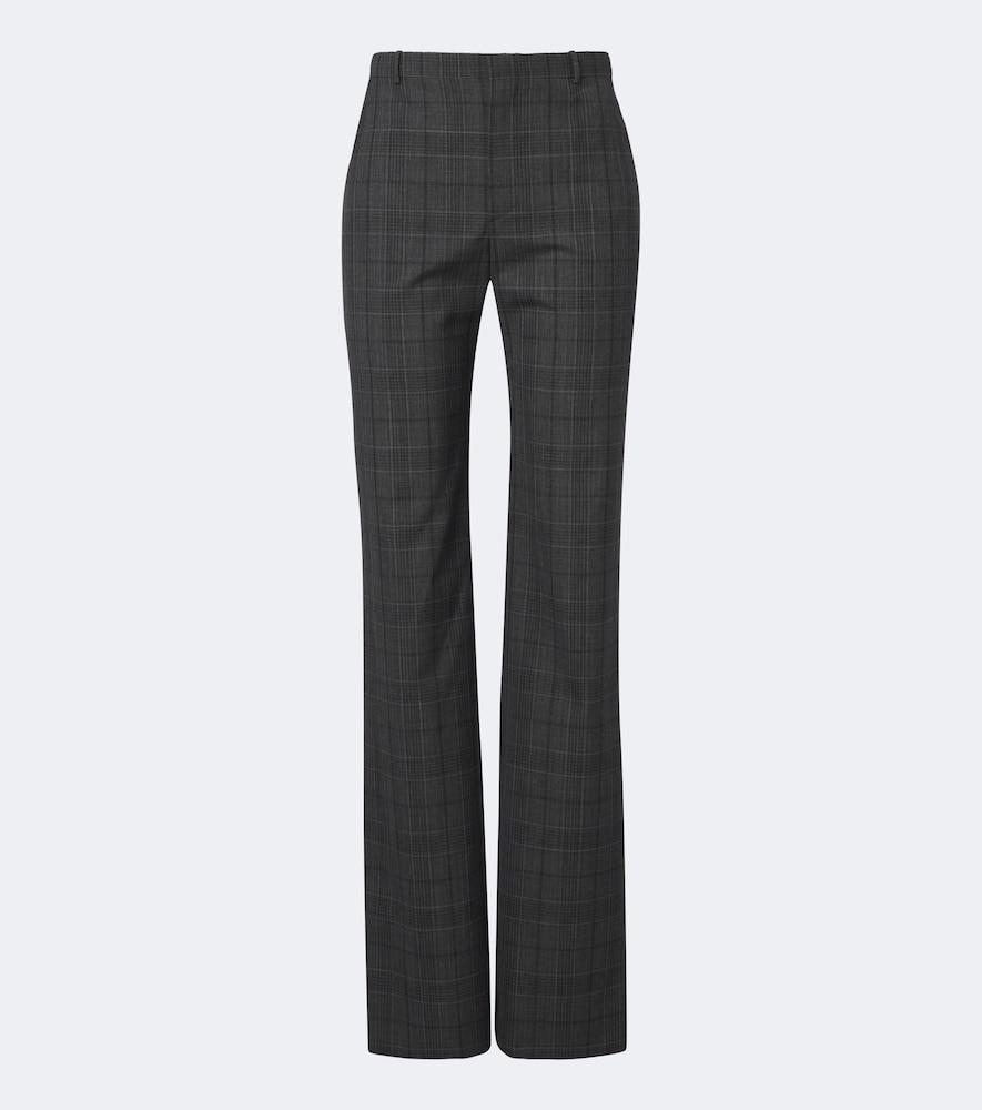 gucci checked wool straight pants