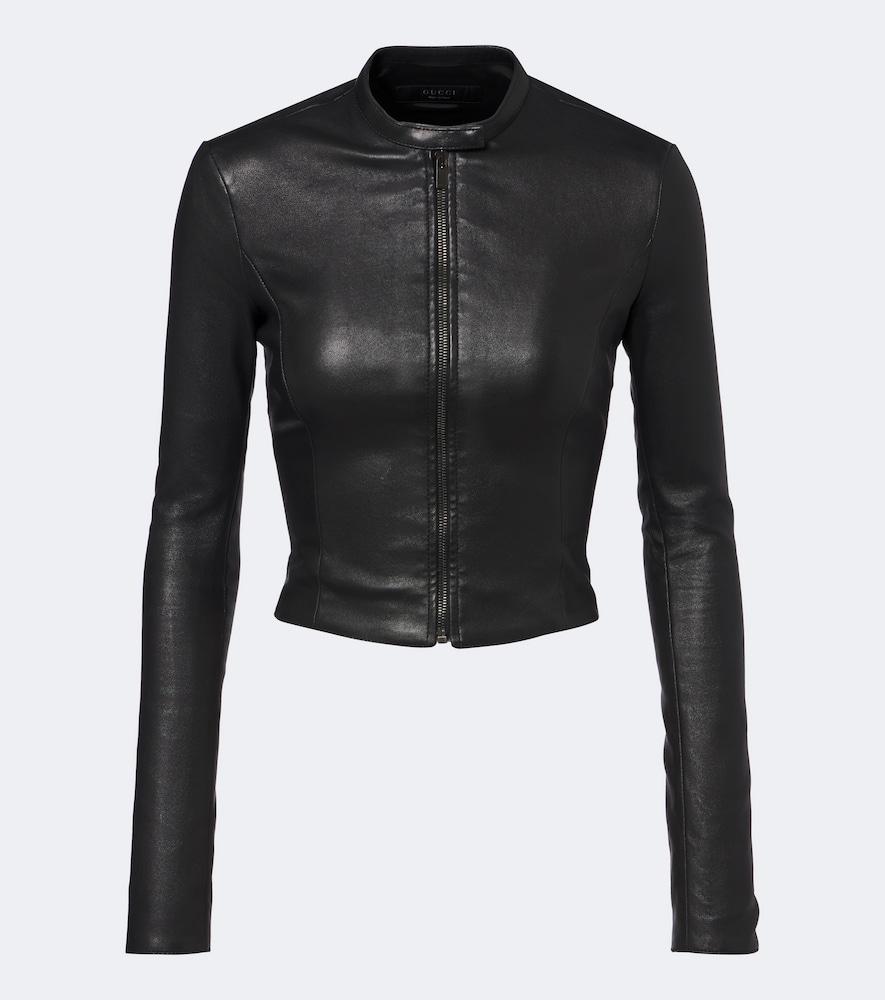 gucci cropped leather jacket