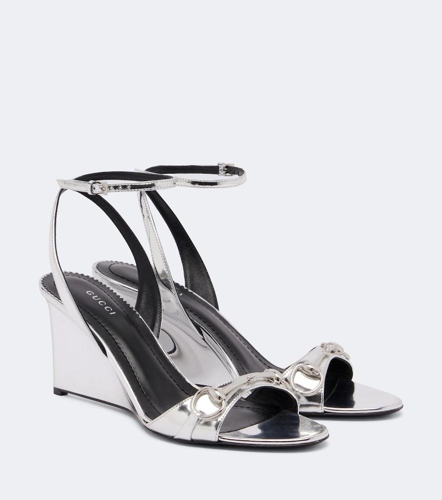 gucci donna leather wedge sandals