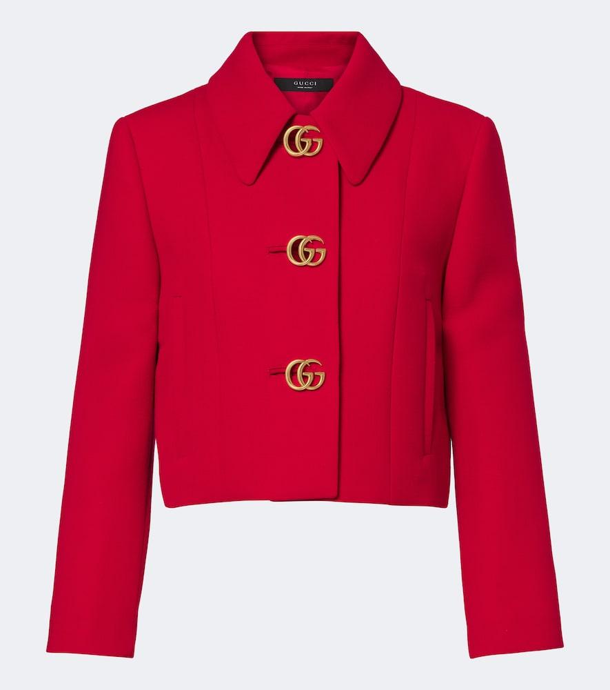 gucci double g cropped wool crêpe jacket
