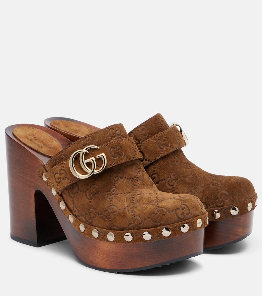 gucci double g gg suede clogs