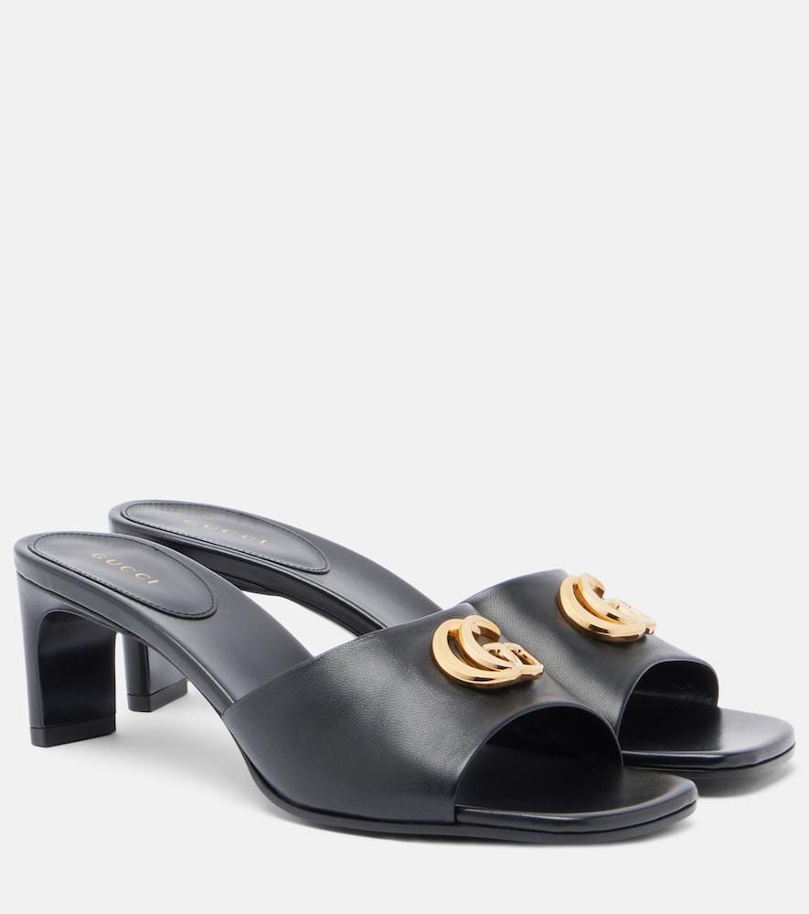 gucci double g leather mules