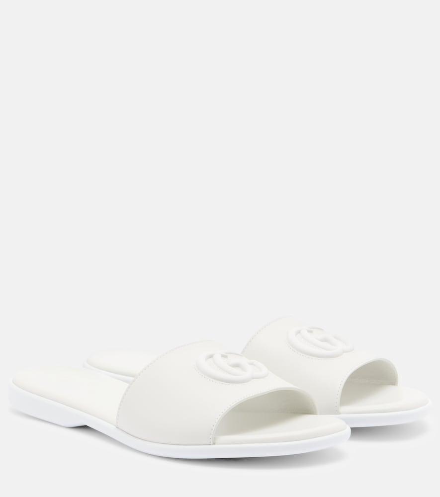 gucci double g leather slides