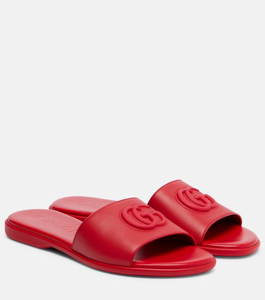 gucci double g leather slides