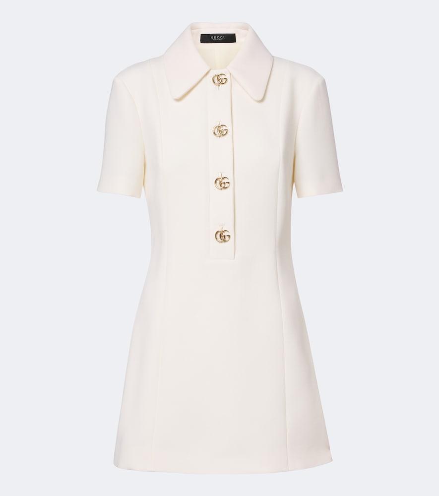gucci double g wool crêpe polo dress