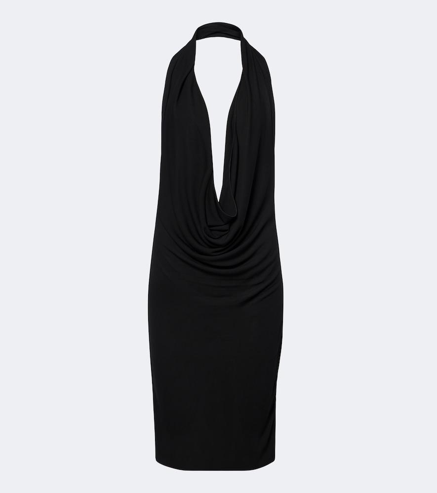 gucci draped halterneck crêpe jersey minidress