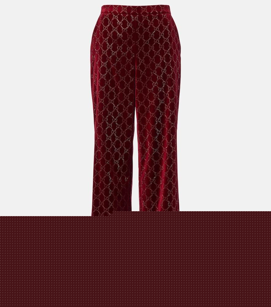 gucci gg cotton velvet wide-leg pants