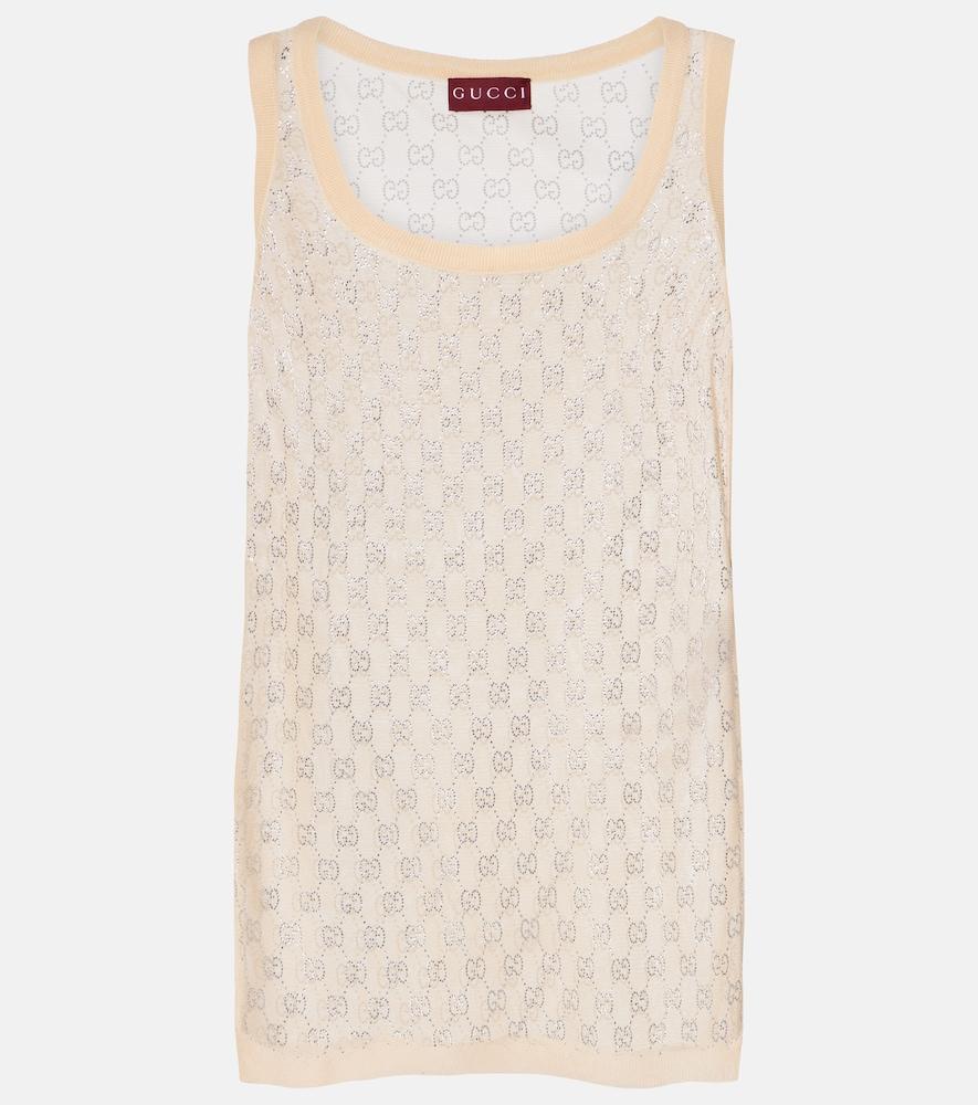 gucci gg crystal silk tank top