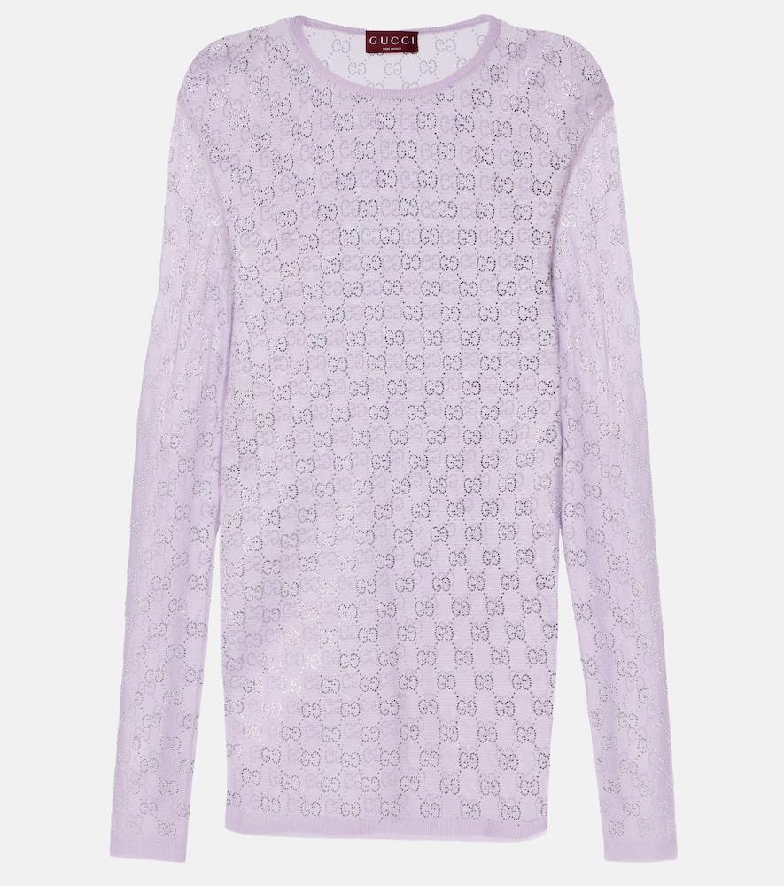 gucci gg crystal silk top
