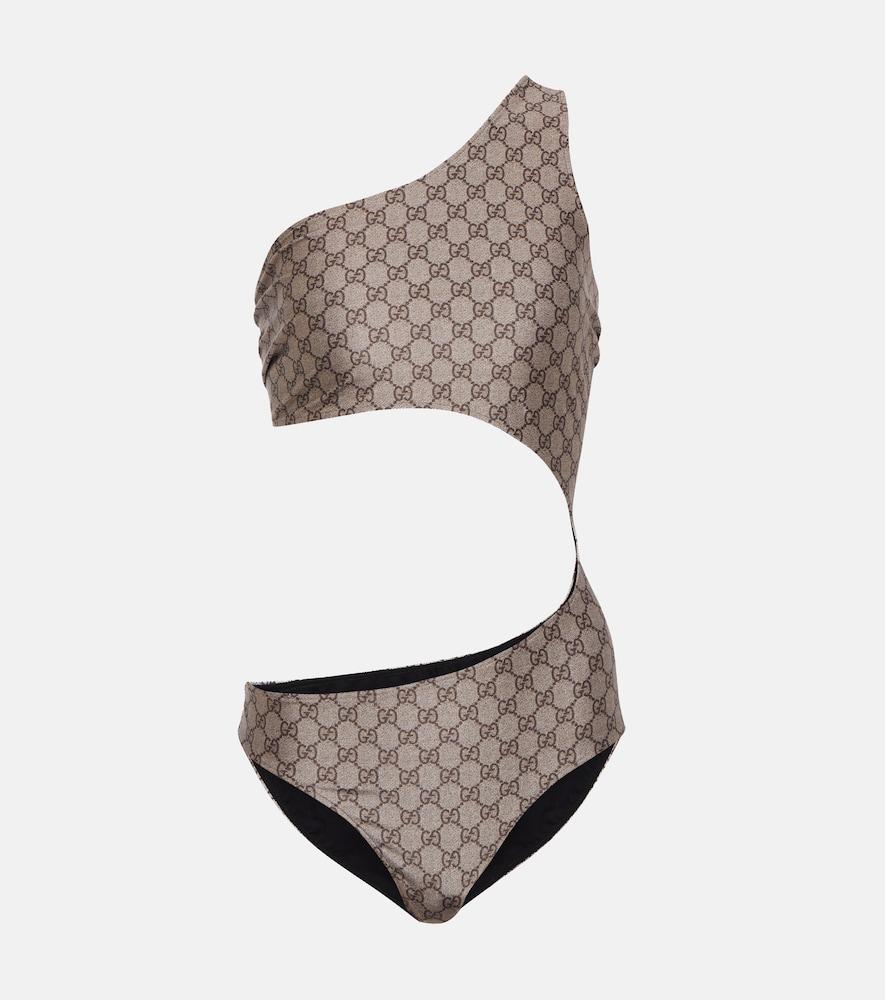 gucci gg cutout one-shoulder swimsuit