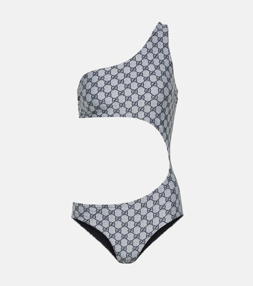 gucci gg cutout one-shoulder swimsuit