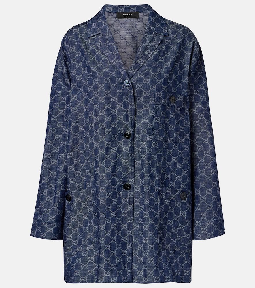 gucci gg jacquard denim shirt