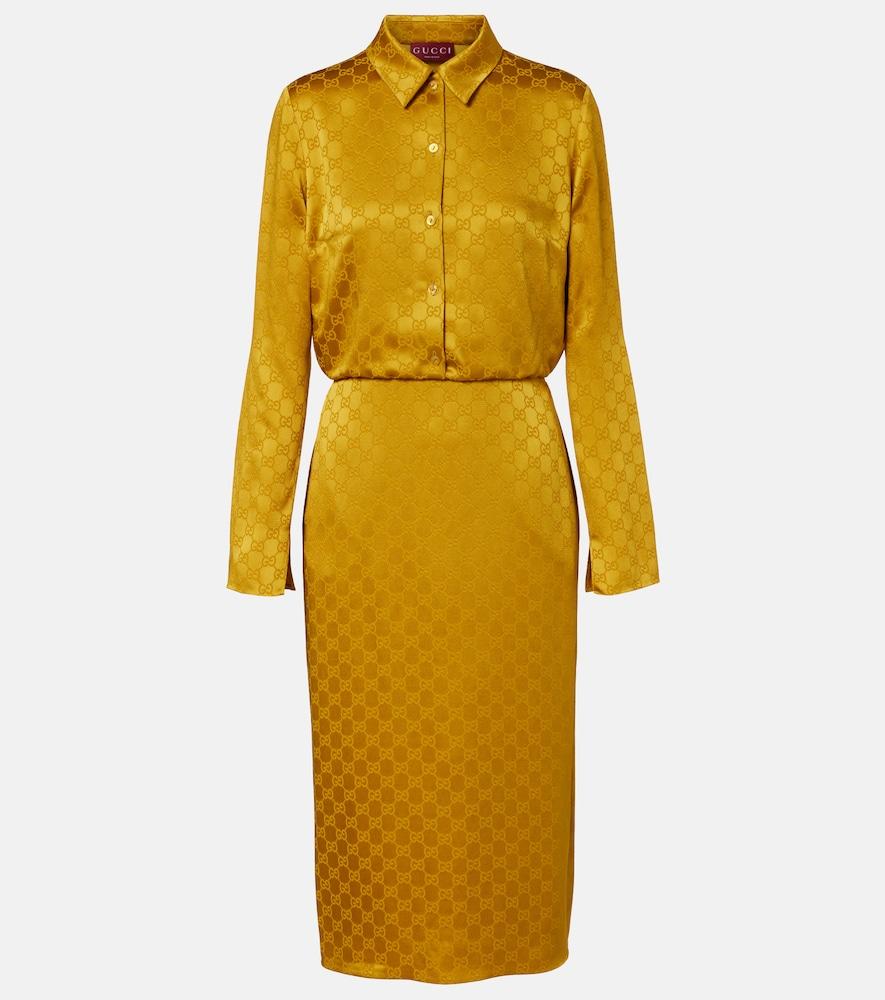 gucci gg jacquard shirt dress
