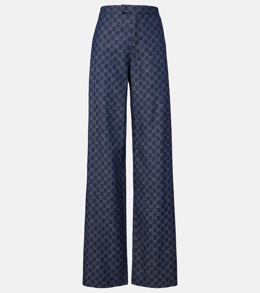 gucci gg jacquard wide-leg jeans