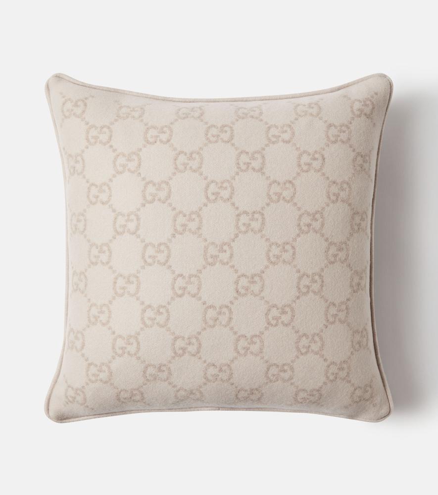 gucci gg jacquard wool and cashmere cushion