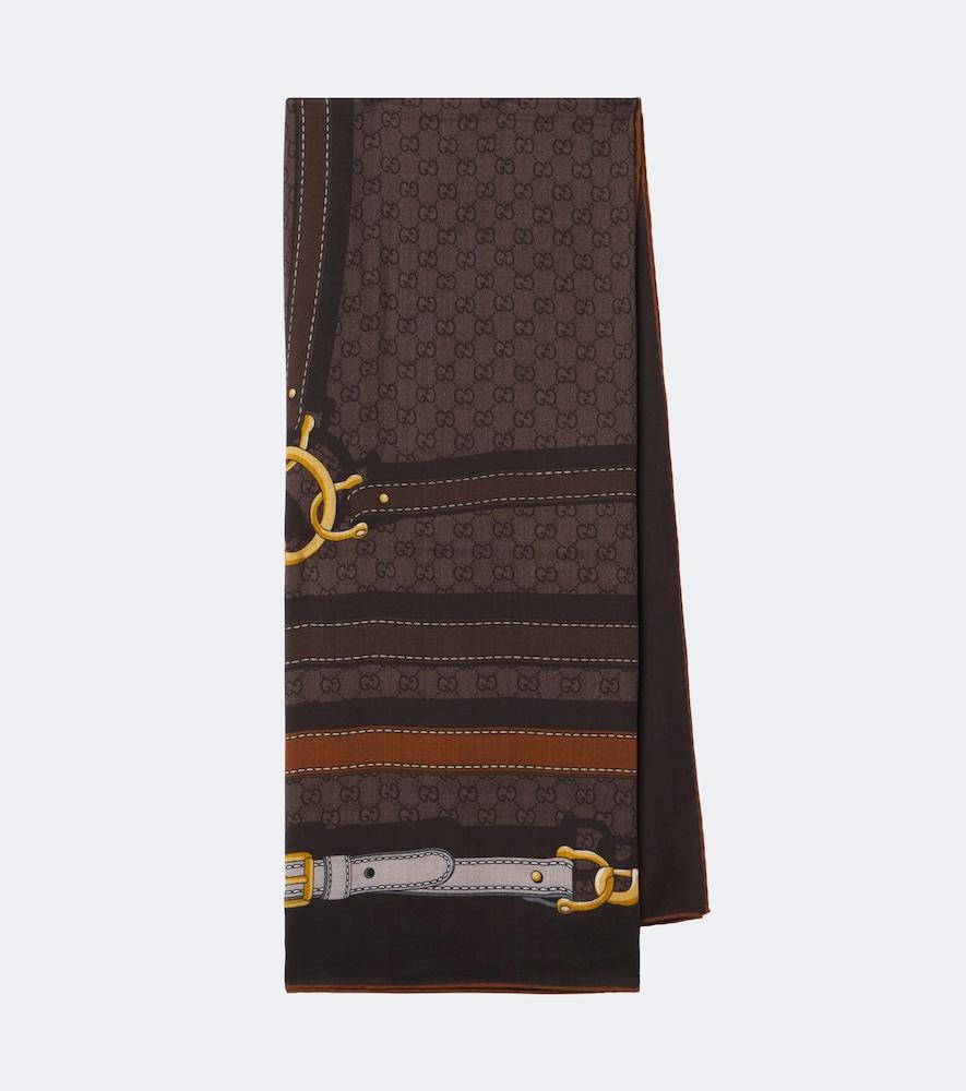 gucci gg jacquard wool and silk scarf