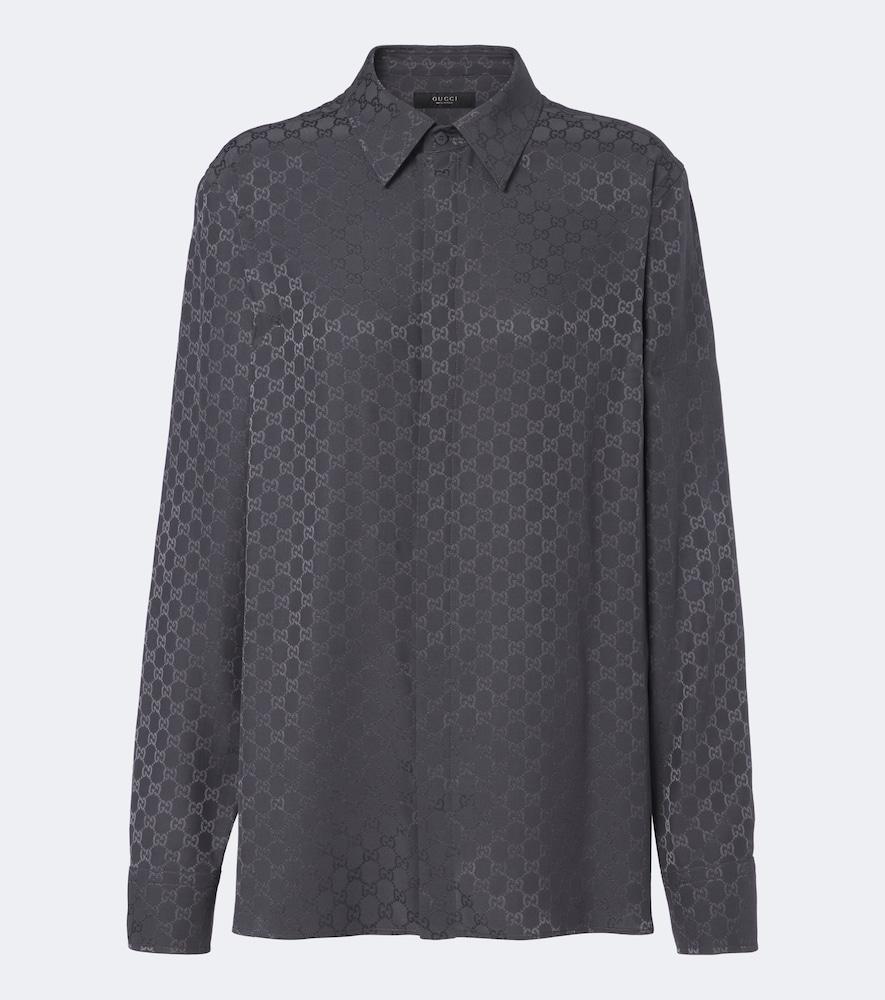 gucci gg printed silk twill shirt