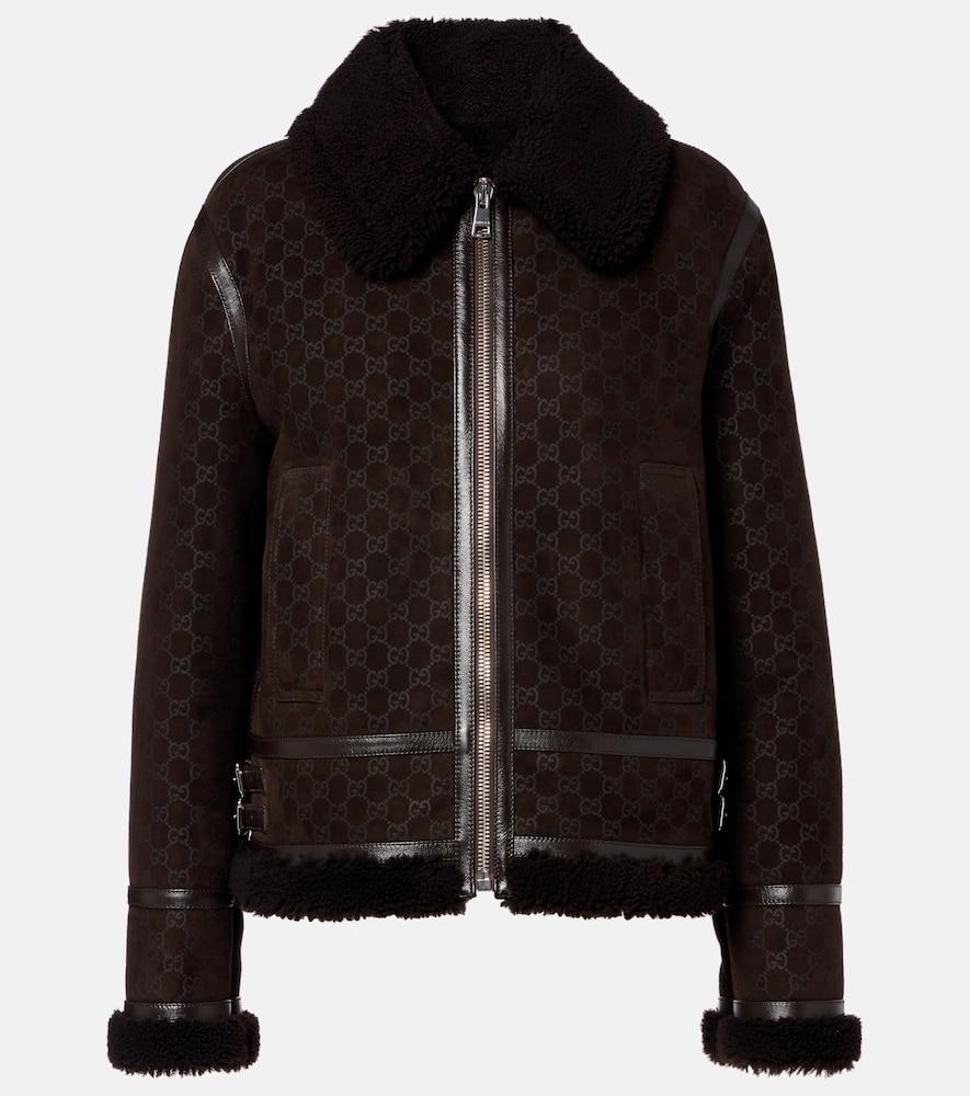 gucci gg shearling-trimmed leather jacket