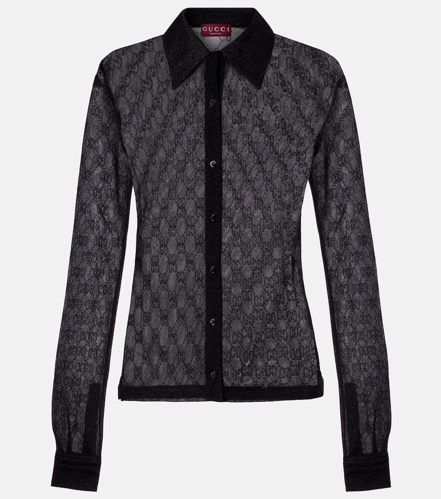 gucci gg sheer lamé shirt