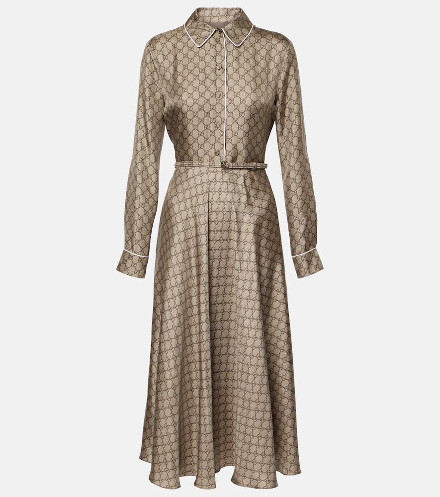 gucci gg silk twill shirt dress