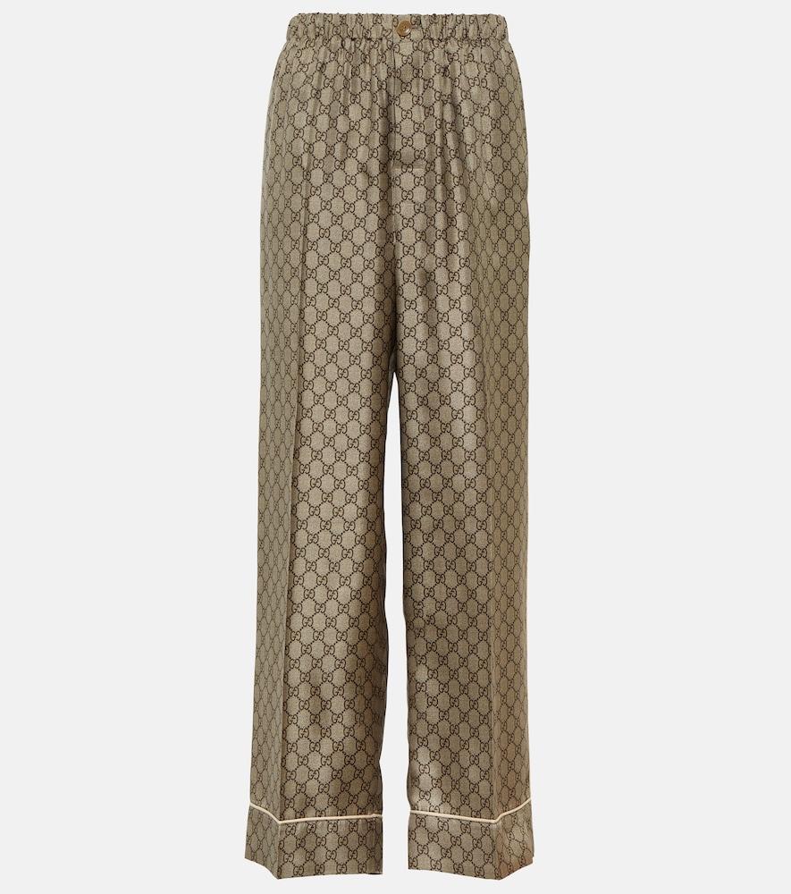 gucci gg supreme wide-leg silk pants