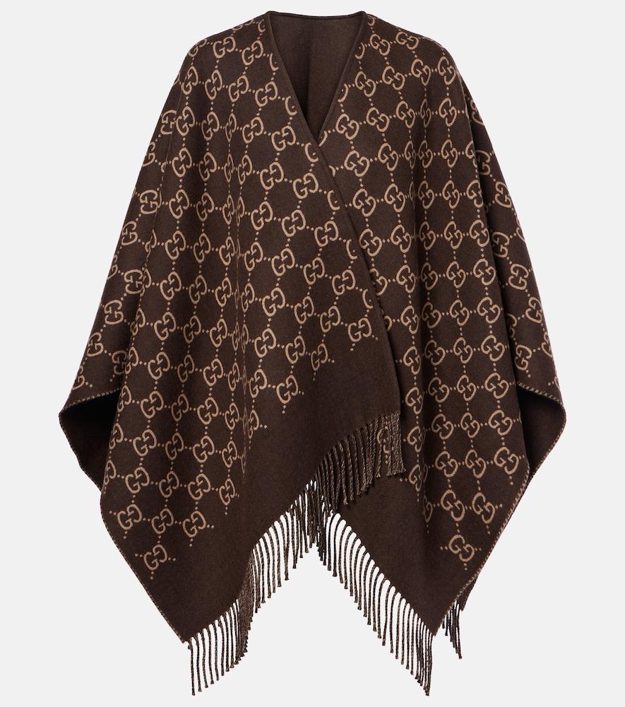 gucci gg wool jacquard shawl