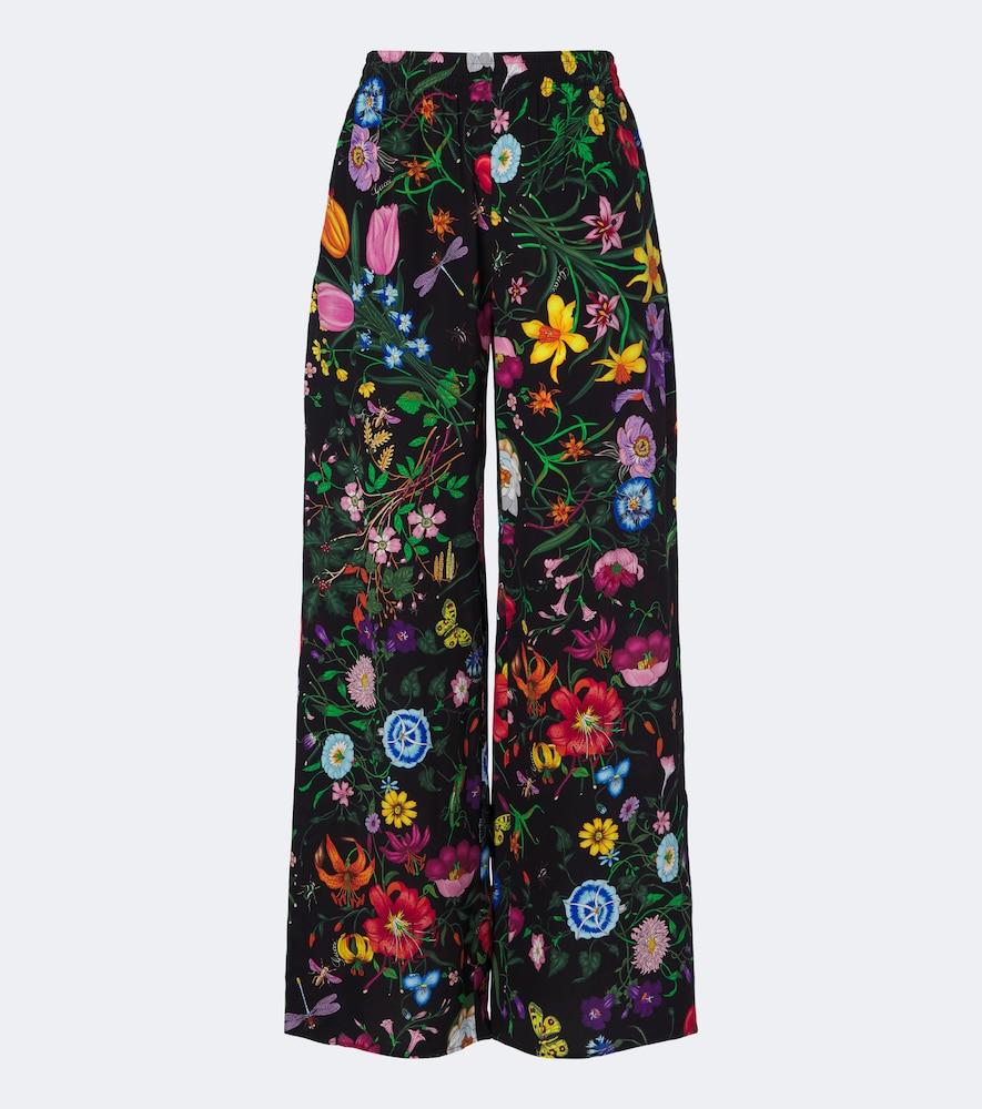 gucci gucci flora silk twill palazzo pants