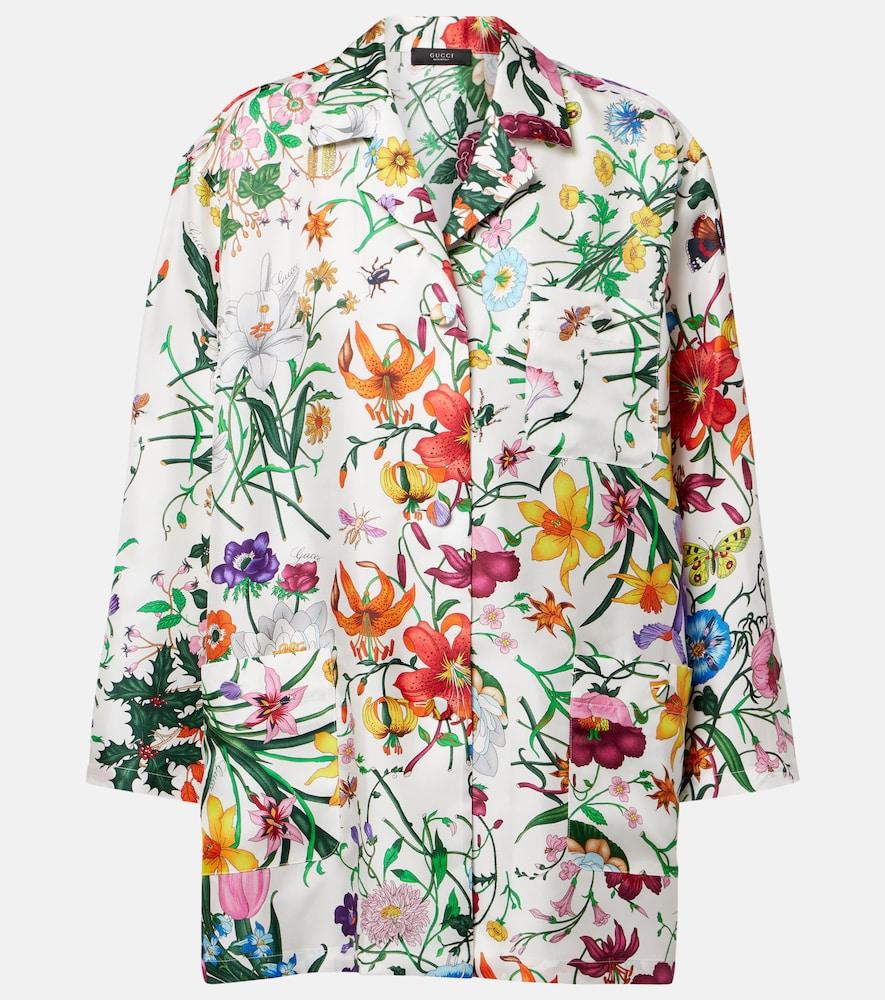 gucci gucci flora silk twill shirt