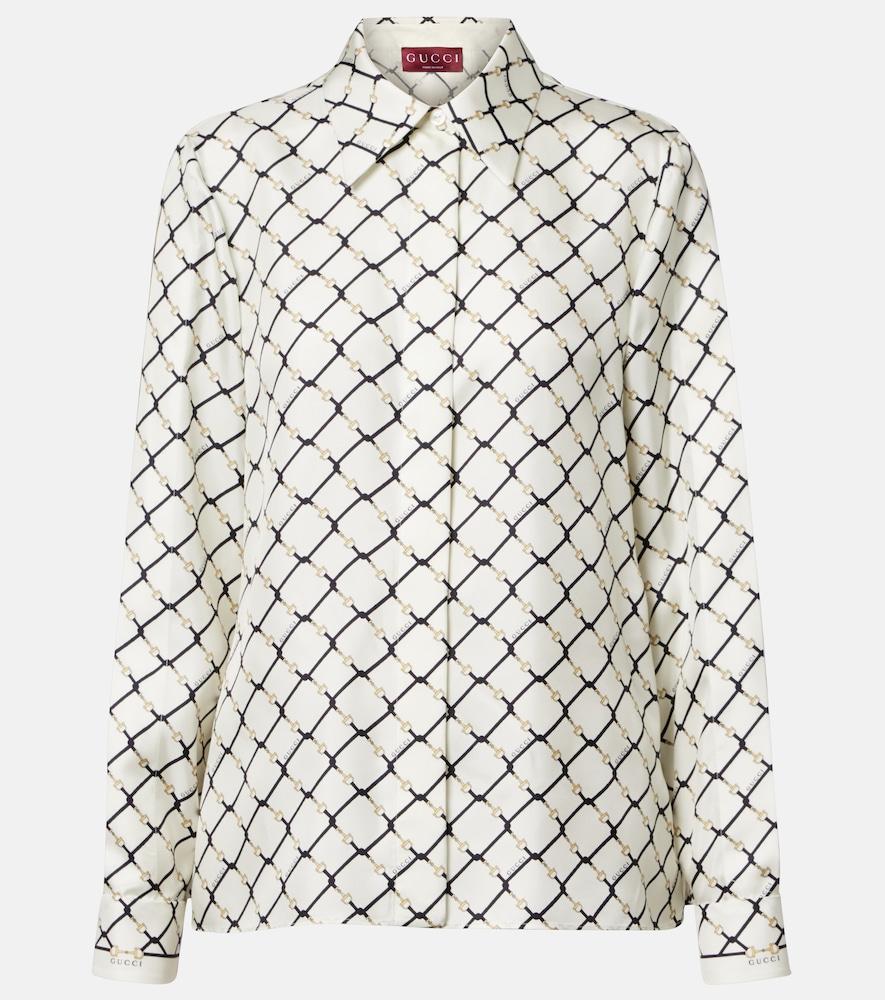 gucci gucci horsebit silk twill shirt