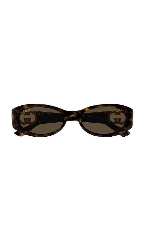 gucci hailey oval sunglasses in brown.
