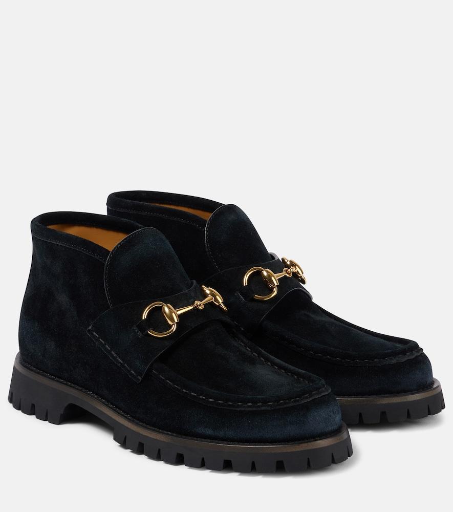 gucci horsebit suede ankle boots