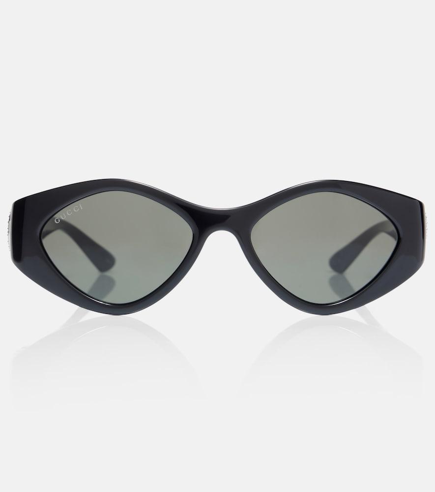 gucci interlocking g crystal-embellished oval sunglasses