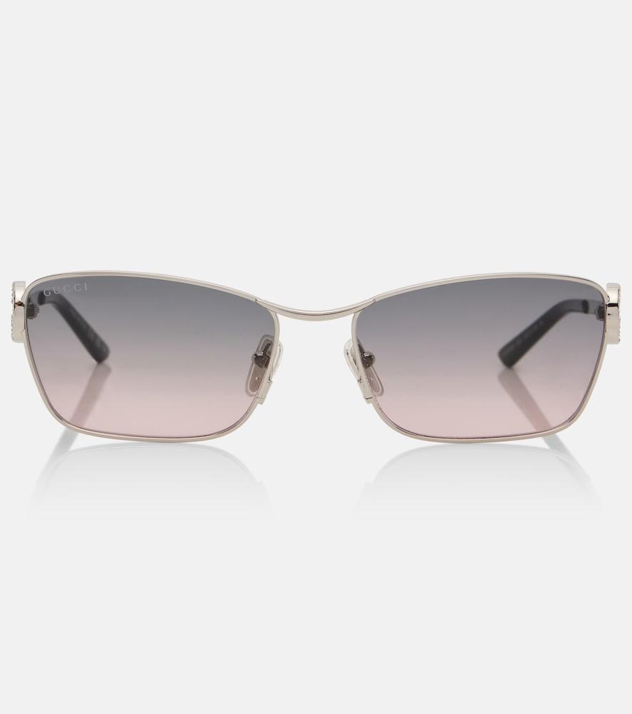 gucci interlocking g crystal-embellished rectangular sunglasses