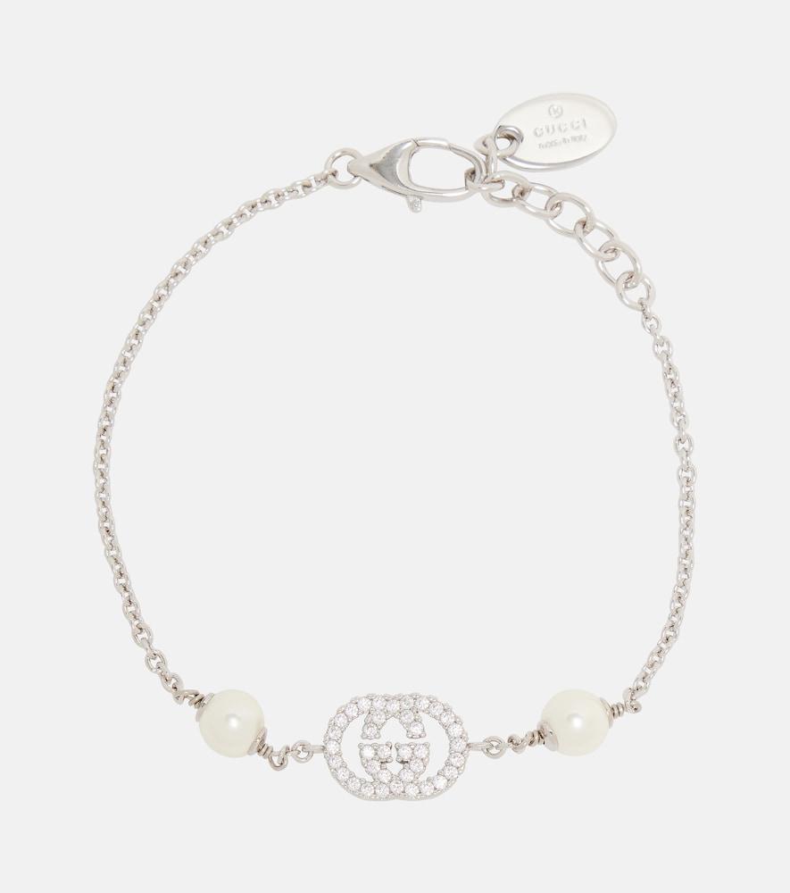gucci interlocking g embellished chain bracelet
